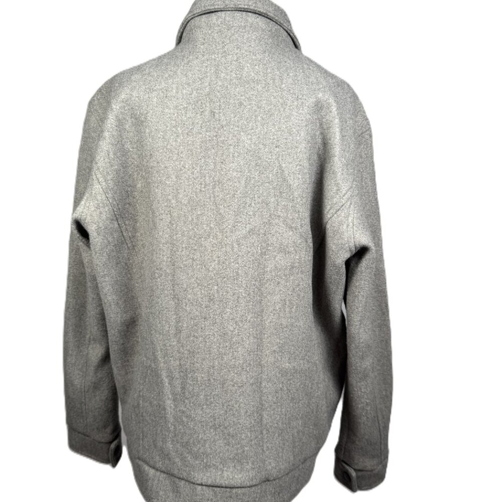 Zara Women's Lined Wool Coat Heathered Gray Sz XL interior pockets snap closure - Picture 5 of 11